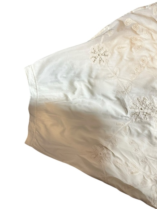 Cordelia 100% Cotton Midi Skirt with Embroidered Flowers, Off White Size 4 - Picture 5 of 14